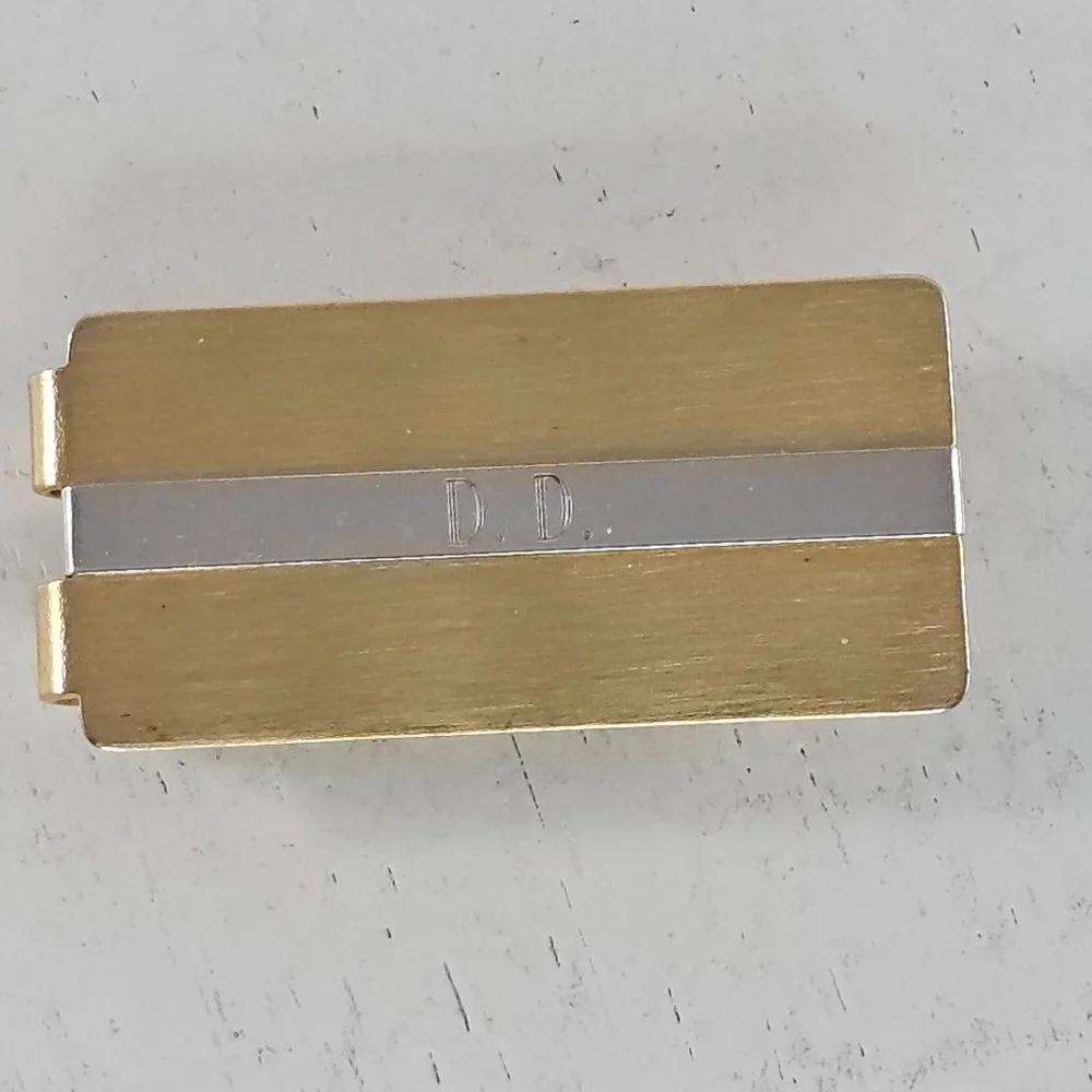 Vintage Anson Money Clip Monogrammed DD Gold Tone Silver Stripe